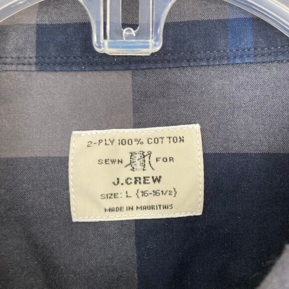 J. Crew Gray Blue Plaid Long Sleeve Button Down Sz L - Picture 2 of 4